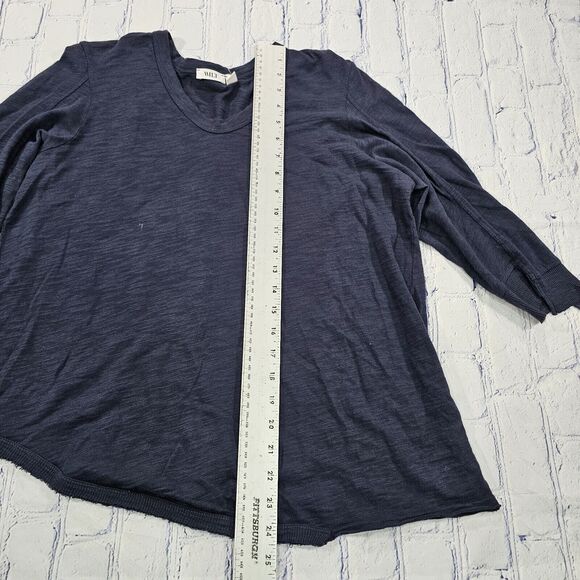Wilt USA Shrunken Crew 3/4 Sleeve Mock Layer Tee Shirt Navy Blue WOMENS SIZE XS - Picture 2 of 12